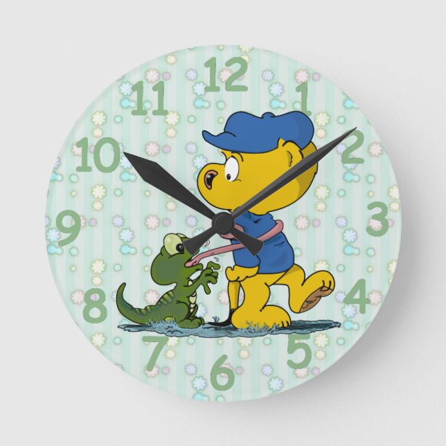 Ferald and the Baby Lizard Round Clock (Front)