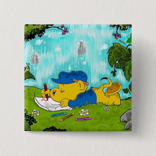 Ferald Drawing By The Waterfall Button (Front)