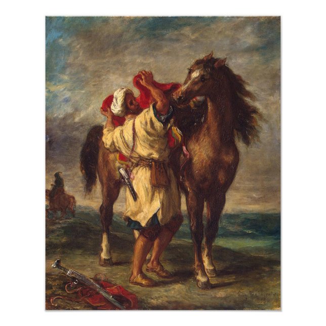 Ferdinand Delacroix Arab Saddling His Horse Photo Print (Front)