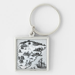 Ferdinand Magellan  Fighting Natives on Island Key Ring