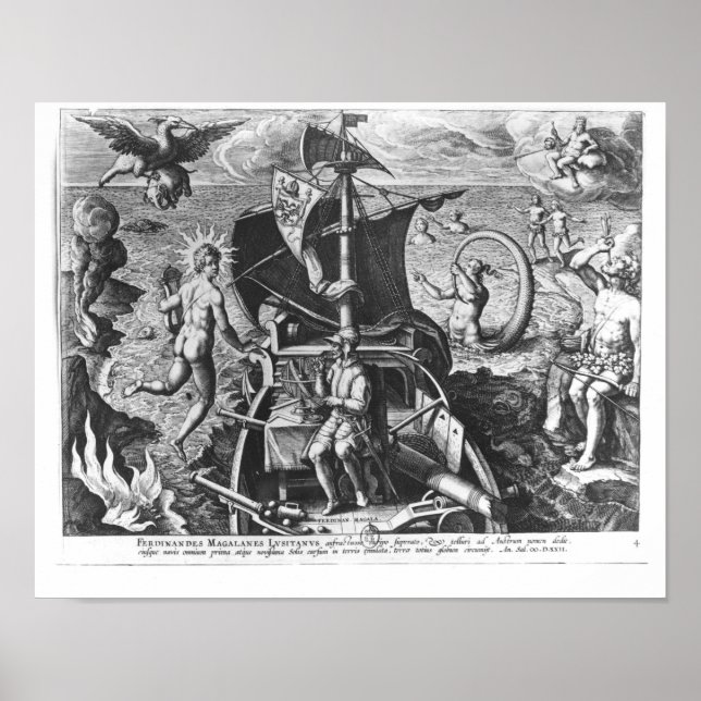 Ferdinand Magellan  on board his caravel, 1522 Poster (Front)