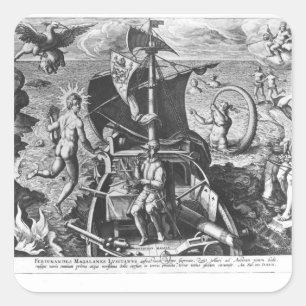 Ferdinand Magellan  on board his caravel, 1522 Square Sticker
