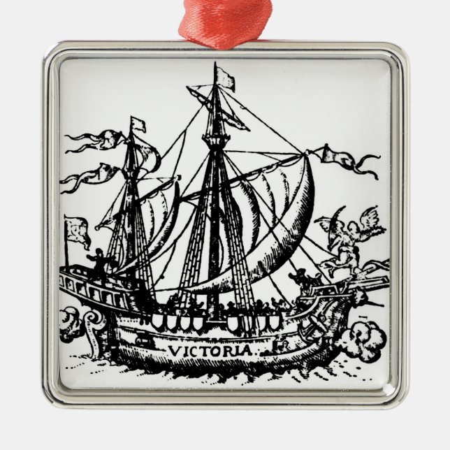 Ferdinand Magellan's boat 'Victoria' Metal Tree Decoration (Front)
