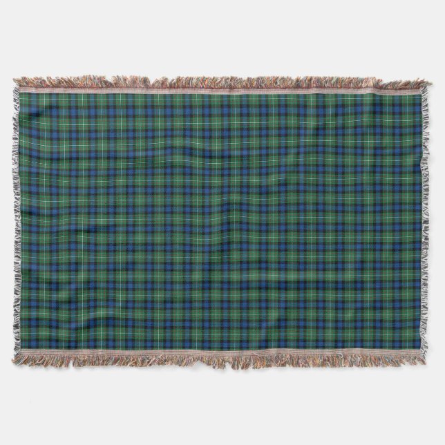 Ferguson Clan Tartan Blue, Green and Red Plaid Throw Blanket (Front)