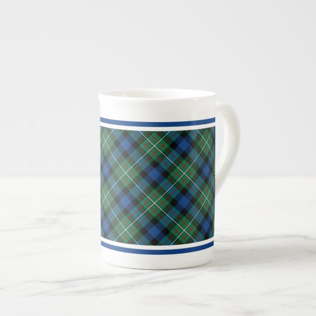 Ferguson Family Tartan Green and Royal Blue Plaid Bone China Mug (Front Right)