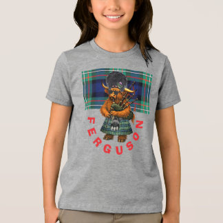 Ferguson Scottish cow on bag pipes t shirt