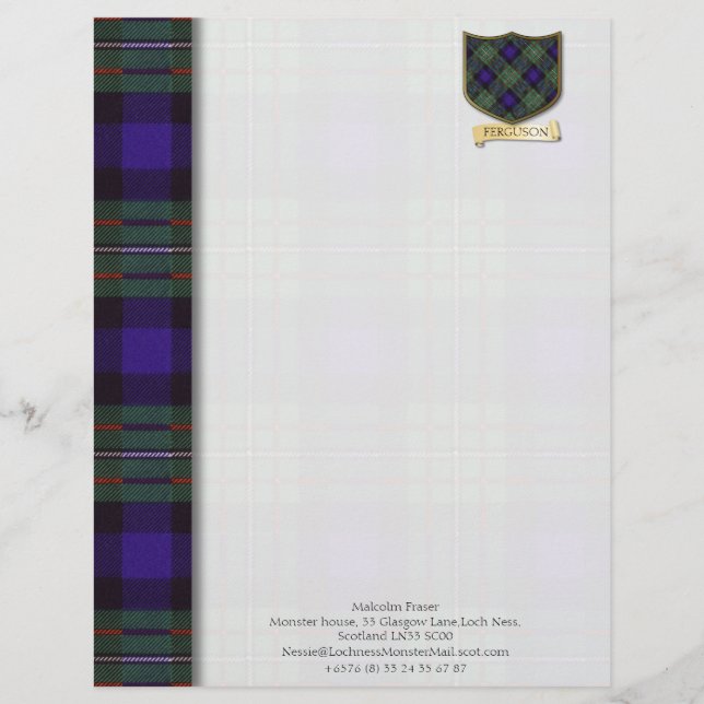Ferguson tartan design paper letterhead design (Front)