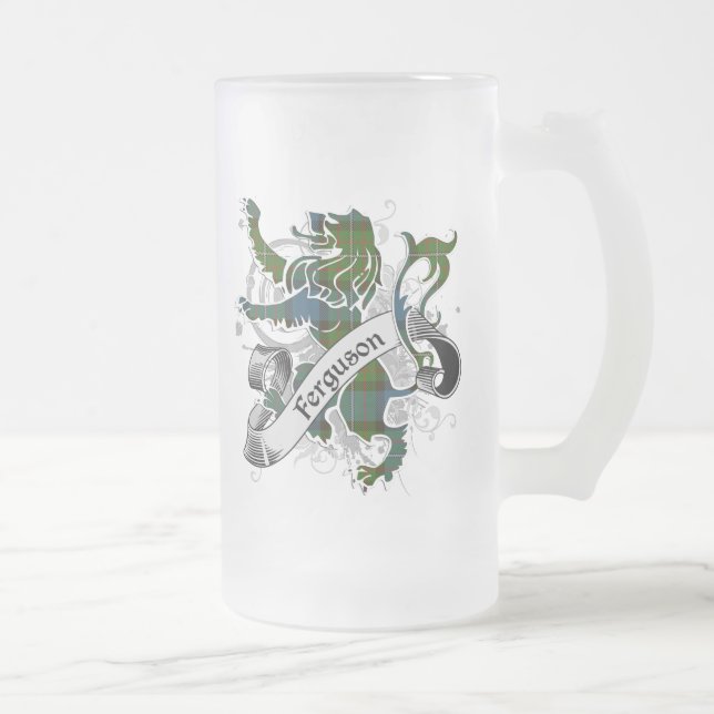Ferguson Tartan Lion Frosted Glass Beer Mug (Right)
