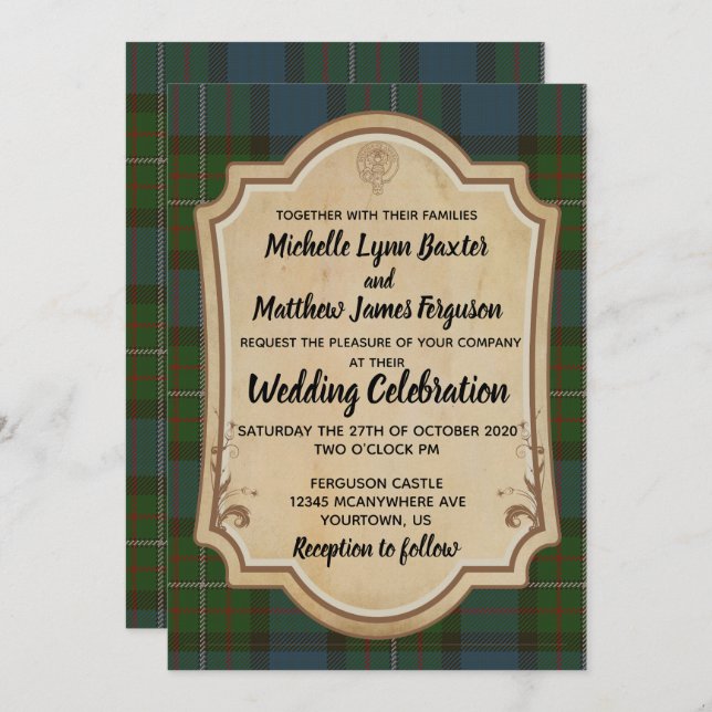 Ferguson Tartan Wedding Invitation (Front/Back)