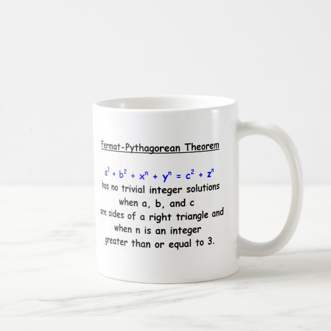 Fermat-Pythagorean Silly Theorem Coffee Mug (Right)
