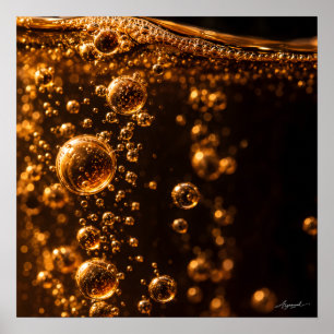 Fermenting Cider Bubbles Macro Photography Poster
