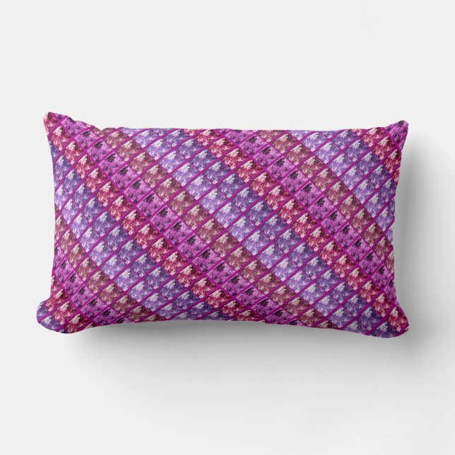 Fern Art/Photo Diag Strip Blue/Purpl Lumbar Pillow (Front)