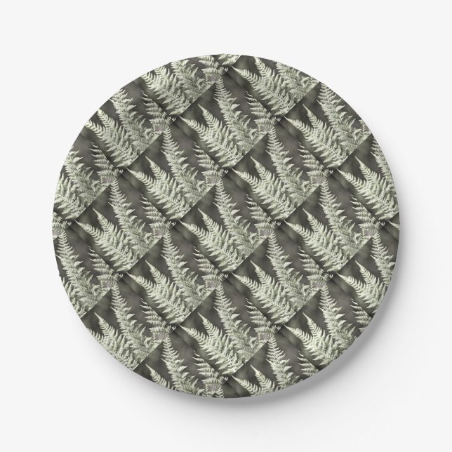 Fern Artistic Abstract Paper Plate (Front)