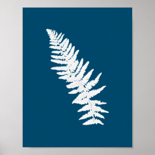 Fern Botanical Plant Watercolor Painting SunPrint Poster