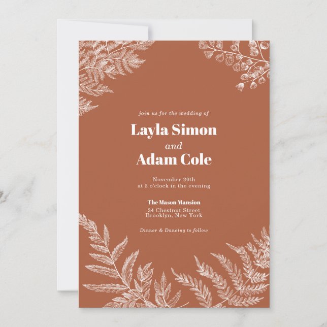 Fern Botanical Sage Wedding Invitation (Front)