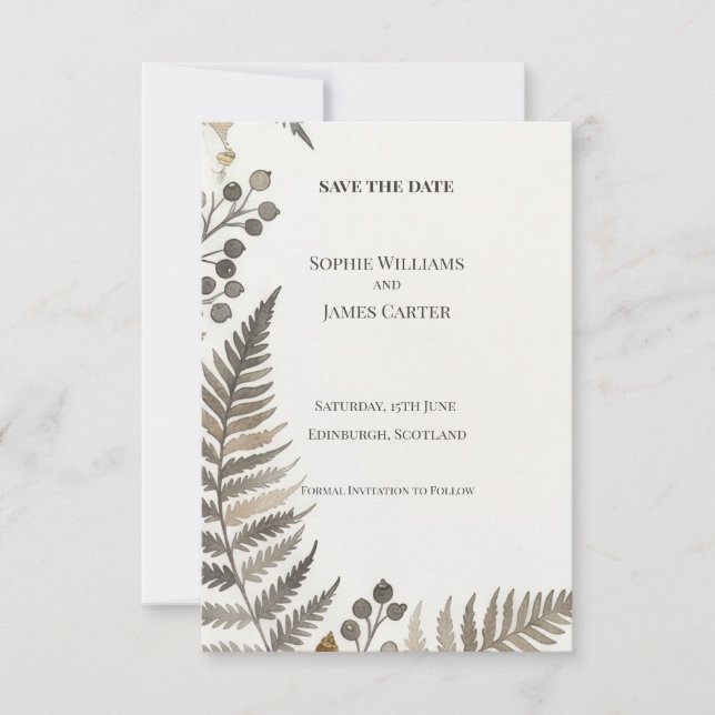 Fern Botanical Save The Date Card (Front)