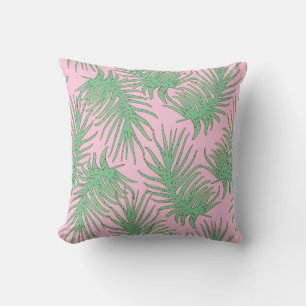 Fern branches on pink. cushion