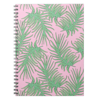 Fern branches on pink. notebook