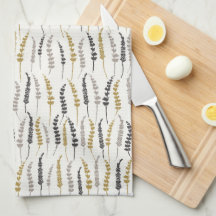 Fern Cottage Print Gold and Grey