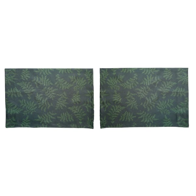 Fern design on green pillowcase (Front-Set)
