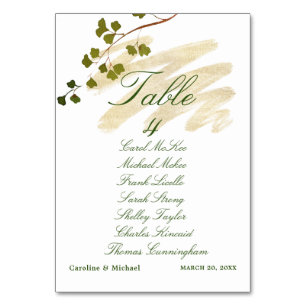 Fern + Emerald Wedding Table Seating Chart Table Number