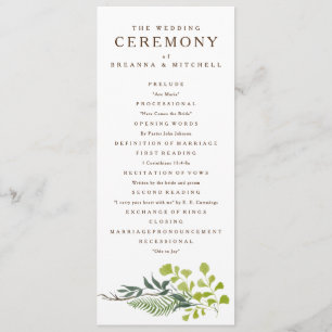 Fern Eucalyptus Hand-Drawn Greenery Wedding Programme
