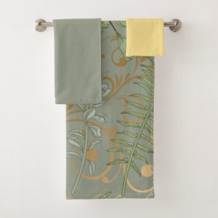 Fern Floral Pattern Bath Towel Set