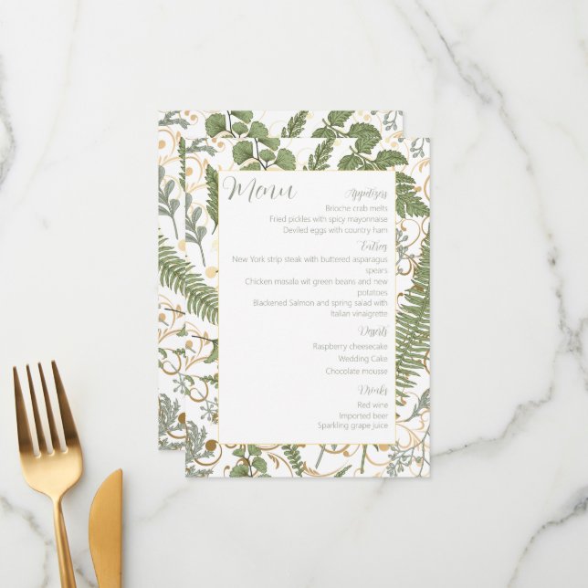 Fern Floral Pattern Menu (Front/Back In Situ)