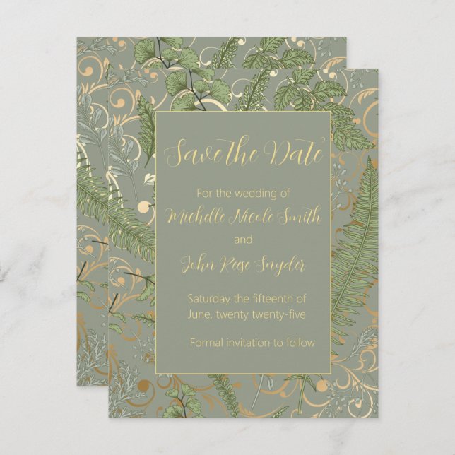 Fern Floral Pattern Save The Date (Front/Back)