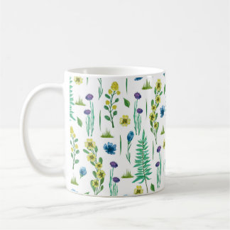 Fern Flowers Seamless Nature Pattern Coffee Mug