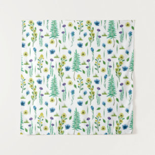 Fern Flowers Seamless Nature Pattern Tapestry