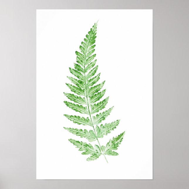 Fern frond leaf green watercolor print (Front)