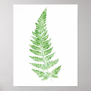 Fern frond leaf green watercolor print