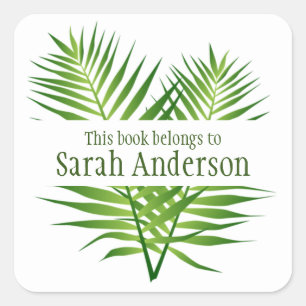 Fern Fronds Design Bookplate Sticker