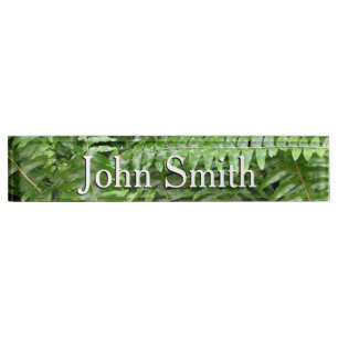 Fern Fronds I Dark Green Nature Nameplate