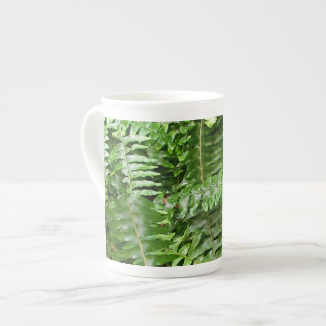 Fern Fronds I Green Nature Bone China Mug (Front Left)