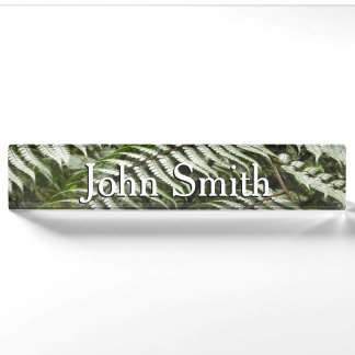 Fern Fronds II Dark Green Nature Nameplate