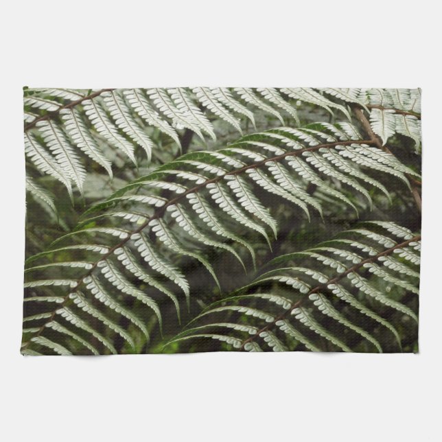 Fern Fronds II Dark Green Nature Tea Towel (Horizontal)