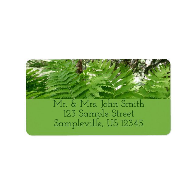 Fern Fronds IV Green Nature Botanical Label (Front)