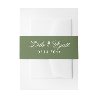 Fern Green Elegant Wedding Invitation Belly Band