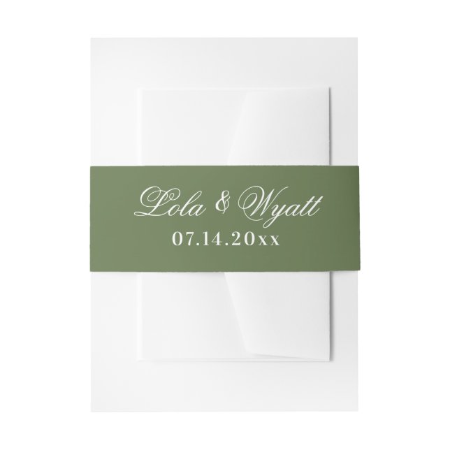 Fern Green Elegant Wedding Invitation Belly Band (Front Example)