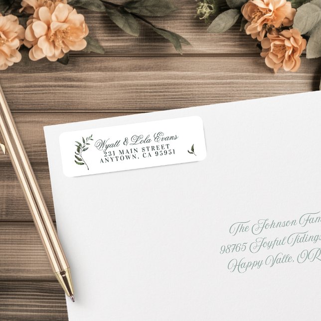 Fern Green Willow Branch Elegant Wedding (Fern Green Willow Branch Elegant Return Address Labels)
