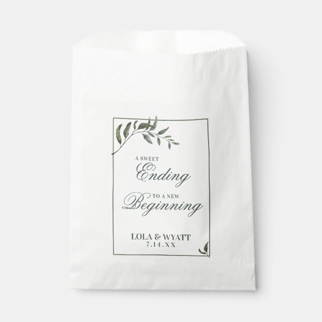 Fern Green Willow Branch Elegant Wedding Favour Bags (Front)