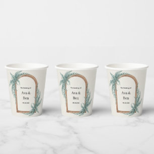 Fern Greenery Wooden Arch Wedding Paper Cups