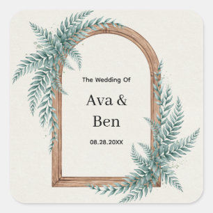 Fern Greenery Wooden Arch Wedding Square Sticker