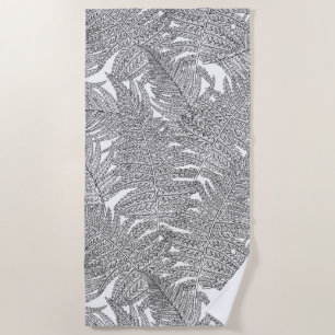 Fern in black and white beach towel