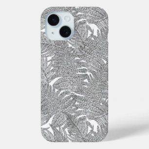 Fern in black and white iPhone 15 case