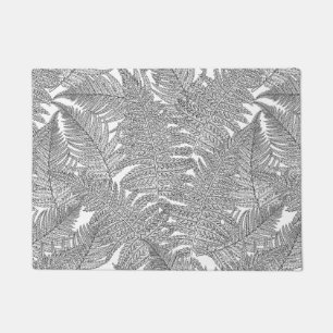 Fern in black and white doormat