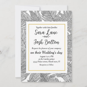Fern in black and white invitation