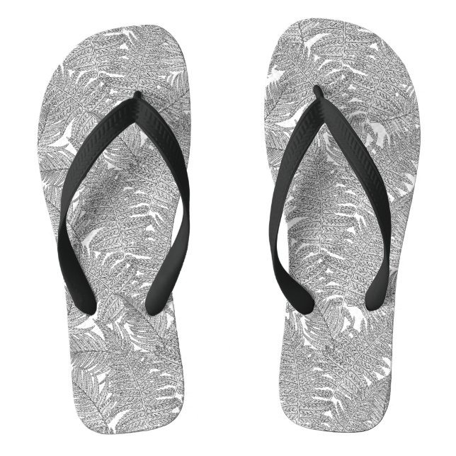 Fern in black and white jandals (Footbed)